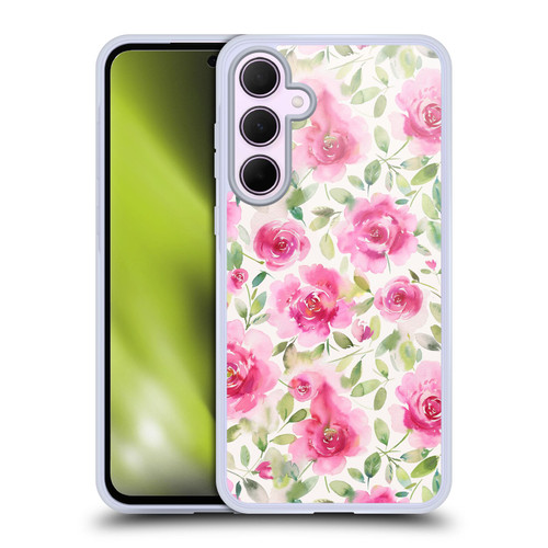 Ninola Pastel Beautiful Floral Watercolor Roses Fresh Soft Gel Case for Samsung Galaxy A35 5G