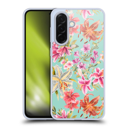 Ninola Pastel Beautiful Floral Liliums Pink Aqua Soft Gel Case for Samsung Galaxy A36 5G