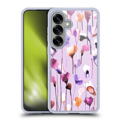 Ninola Lilac Floral Watery Flowers Purple Soft Gel Case for Samsung Galaxy S25 & MagSafe