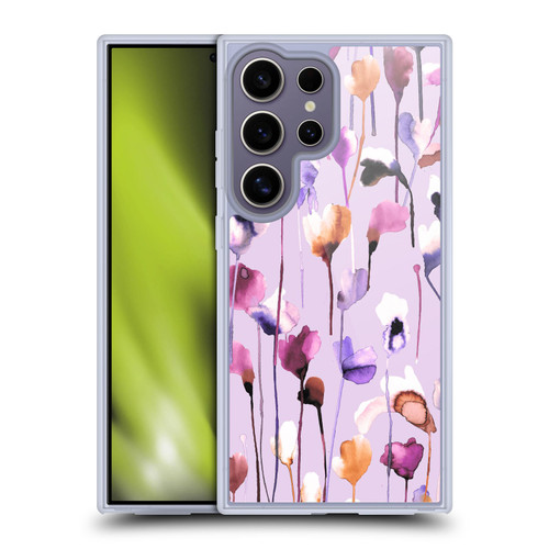 Ninola Lilac Floral Watery Flowers Purple Soft Gel Case for Samsung Galaxy S25 Ultra & MagSafe