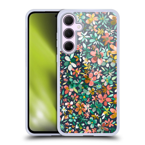 Ninola Floral Colourful Petals Green Soft Gel Case for Samsung Galaxy A35 5G