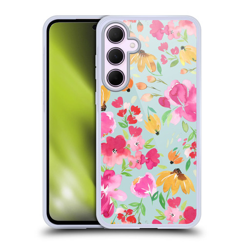 Ninola Spring Floral Flowers Blue Soft Gel Case for Samsung Galaxy A35 5G