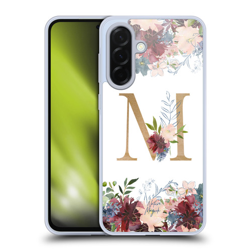 Nature Magick Flowers Monogram Floral Gold Letter M Soft Gel Case for Samsung Galaxy A36 5G