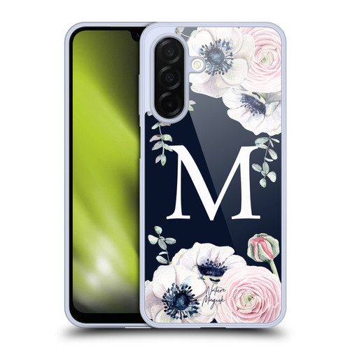 Nature Magick Floral Monogram Navy Flowers 1 Letter M Soft Gel Case for Samsung Galaxy A26 5G