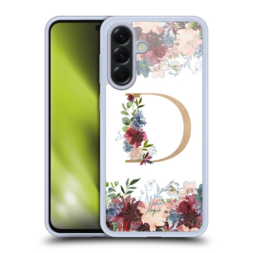 Nature Magick Flowers Monogram Floral Gold Letter D Soft Gel Case for Samsung Galaxy A56 5G
