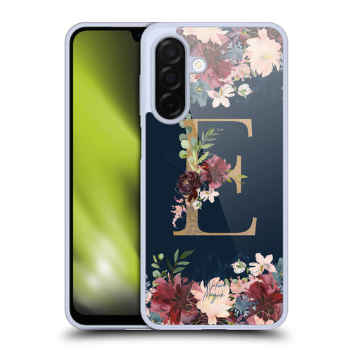 Nature Magick Floral Monogram Gold Navy Letter E Soft Gel Case for Samsung Galaxy A26 5G