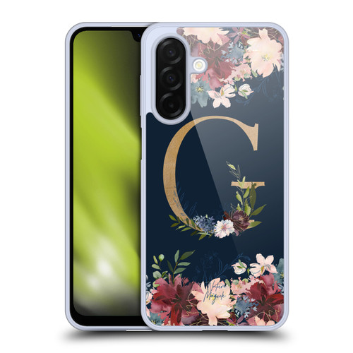Nature Magick Floral Monogram Gold Navy Letter G Soft Gel Case for Samsung Galaxy A26 5G