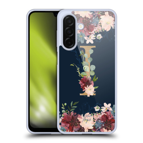 Nature Magick Floral Monogram Gold Navy Letter I Soft Gel Case for Samsung Galaxy A26 5G