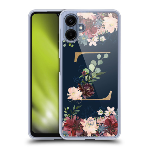 Nature Magick Floral Monogram Gold Navy 2 Letter Z Soft Gel Case for Samsung Galaxy A06 4G / 5G