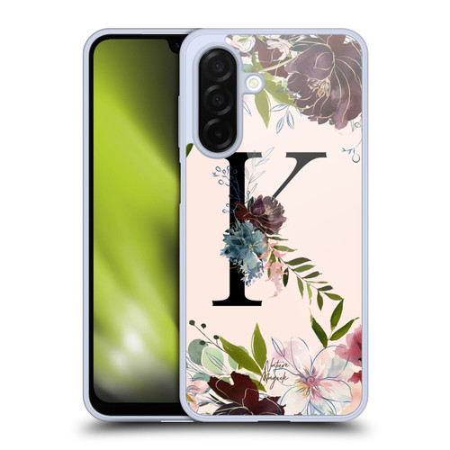 Nature Magick Rose Gold Flowers Monogram 1 Letter K Soft Gel Case for Samsung Galaxy A26 5G