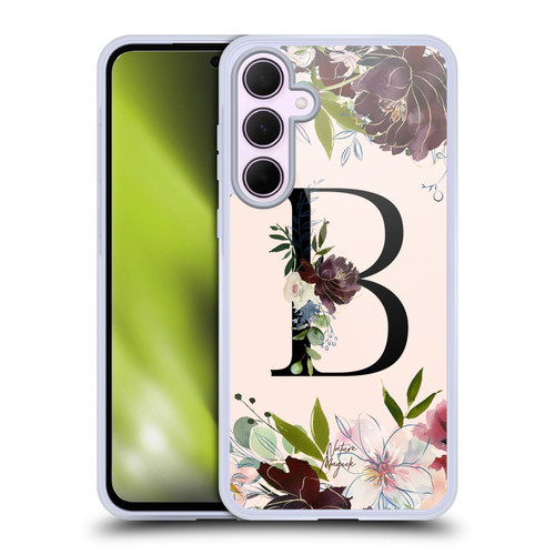 Nature Magick Rose Gold Flowers Monogram 1 Letter B Soft Gel Case for Samsung Galaxy A35 5G