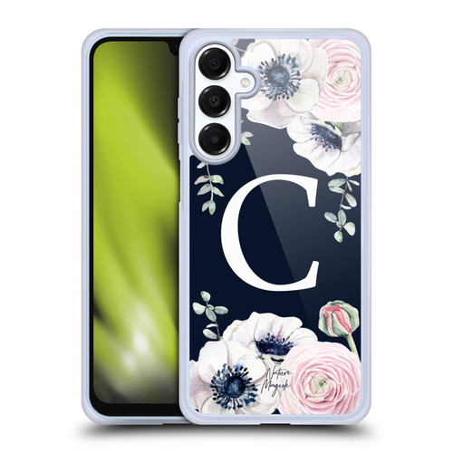 Nature Magick Floral Monogram Navy Flowers 1 Letter C Soft Gel Case for Samsung Galaxy A16 5G & MagSafe