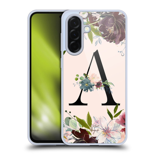 Nature Magick Rose Gold Flowers Monogram 1 Letter A Soft Gel Case for Samsung Galaxy A36 5G