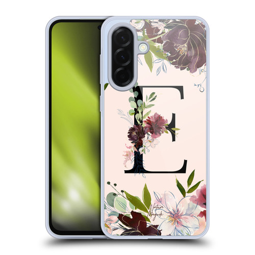 Nature Magick Rose Gold Flowers Monogram 1 Letter E Soft Gel Case for Samsung Galaxy A36 5G