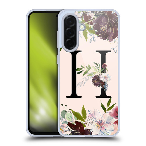 Nature Magick Rose Gold Flowers Monogram 1 Letter H Soft Gel Case for Samsung Galaxy A36 5G