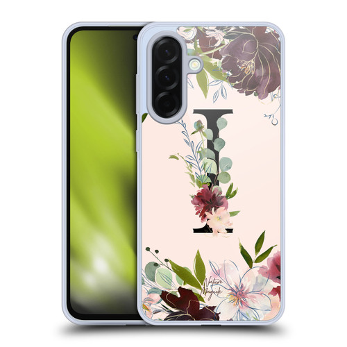 Nature Magick Rose Gold Flowers Monogram 1 Letter I Soft Gel Case for Samsung Galaxy A36 5G