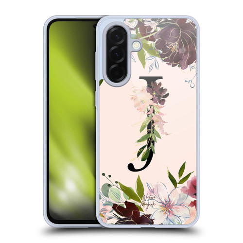 Nature Magick Rose Gold Flowers Monogram 1 Letter J Soft Gel Case for Samsung Galaxy A36 5G