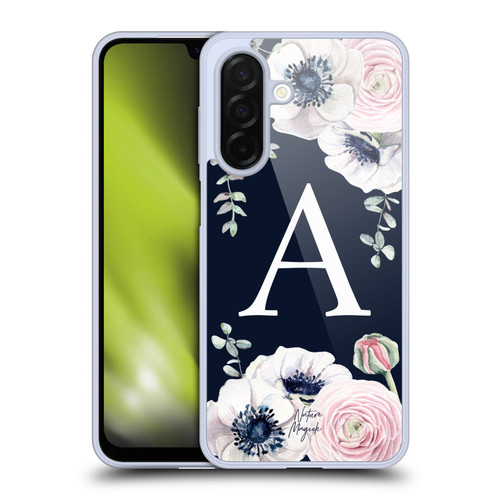 Nature Magick Floral Monogram Navy Flowers 1 Letter A Soft Gel Case for Samsung Galaxy A26 5G
