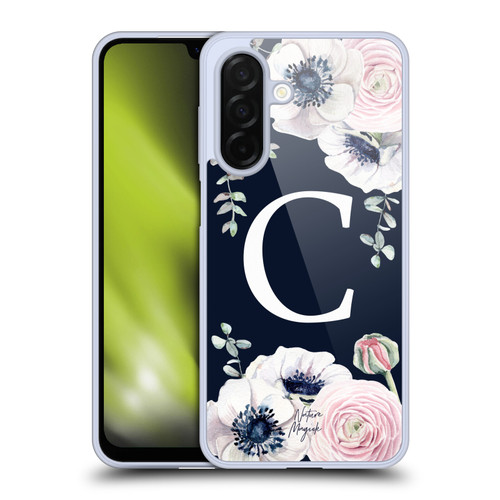 Nature Magick Floral Monogram Navy Flowers 1 Letter C Soft Gel Case for Samsung Galaxy A26 5G