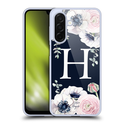 Nature Magick Floral Monogram Navy Flowers 1 Letter H Soft Gel Case for Samsung Galaxy A26 5G