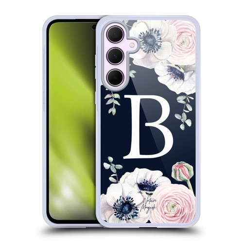 Nature Magick Floral Monogram Navy Flowers 1 Letter B Soft Gel Case for Samsung Galaxy A35 5G