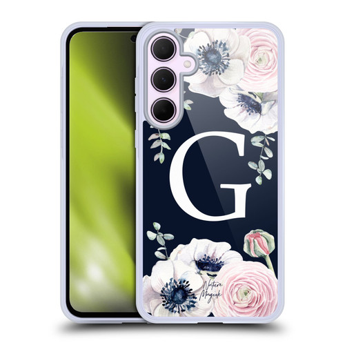 Nature Magick Floral Monogram Navy Flowers 1 Letter G Soft Gel Case for Samsung Galaxy A35 5G