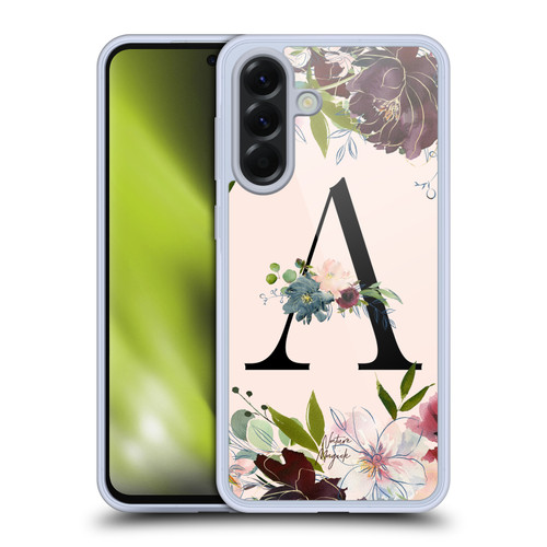 Nature Magick Rose Gold Flowers Monogram 1 Letter A Soft Gel Case for Samsung Galaxy A56 5G
