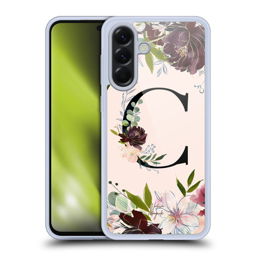 Nature Magick Rose Gold Flowers Monogram 1 Letter C Soft Gel Case for Samsung Galaxy A56 5G