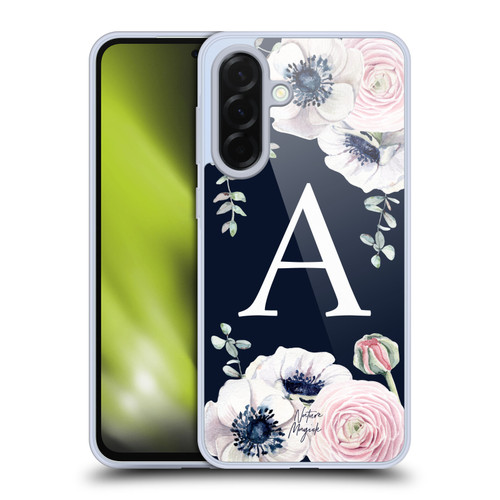 Nature Magick Floral Monogram Navy Flowers 1 Letter A Soft Gel Case for Samsung Galaxy A36 5G
