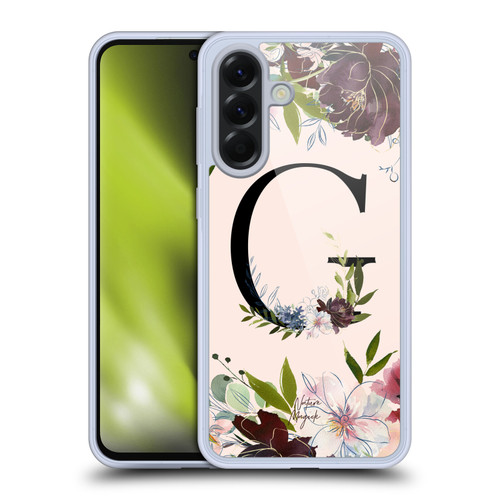 Nature Magick Rose Gold Flowers Monogram 1 Letter G Soft Gel Case for Samsung Galaxy A56 5G