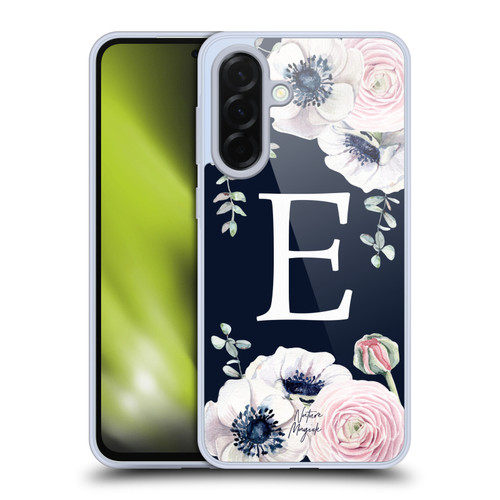 Nature Magick Floral Monogram Navy Flowers 1 Letter E Soft Gel Case for Samsung Galaxy A36 5G
