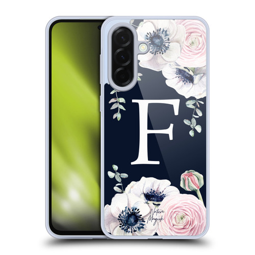 Nature Magick Floral Monogram Navy Flowers 1 Letter F Soft Gel Case for Samsung Galaxy A36 5G