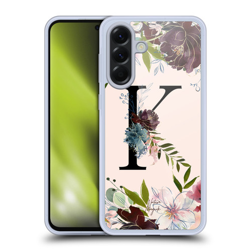 Nature Magick Rose Gold Flowers Monogram 1 Letter K Soft Gel Case for Samsung Galaxy A56 5G