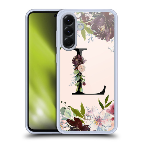 Nature Magick Rose Gold Flowers Monogram 1 Letter L Soft Gel Case for Samsung Galaxy A56 5G
