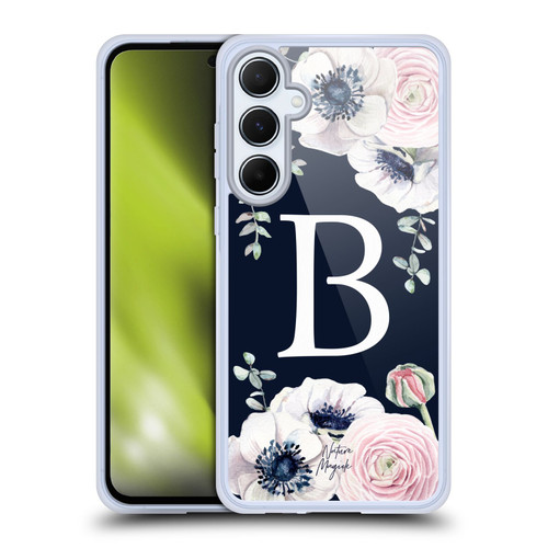 Nature Magick Floral Monogram Navy Flowers 1 Letter B Soft Gel Case for Samsung Galaxy A55 5G