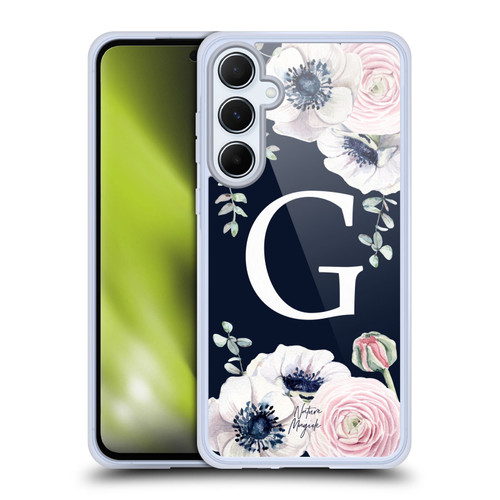Nature Magick Floral Monogram Navy Flowers 1 Letter G Soft Gel Case for Samsung Galaxy A55 5G