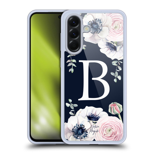 Nature Magick Floral Monogram Navy Flowers 1 Letter B Soft Gel Case for Samsung Galaxy A56 5G