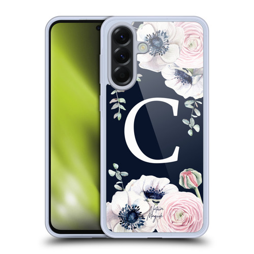 Nature Magick Floral Monogram Navy Flowers 1 Letter C Soft Gel Case for Samsung Galaxy A56 5G
