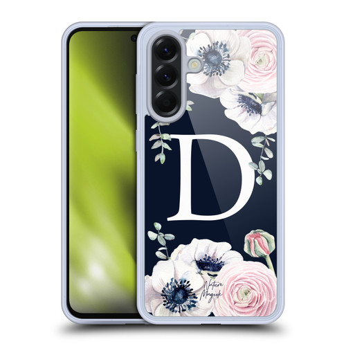 Nature Magick Floral Monogram Navy Flowers 1 Letter D Soft Gel Case for Samsung Galaxy A56 5G