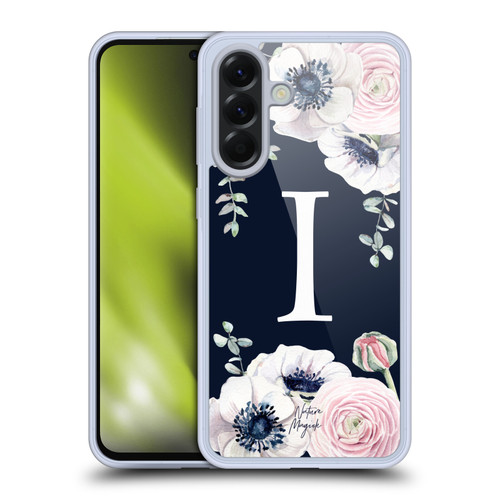 Nature Magick Floral Monogram Navy Flowers 1 Letter I Soft Gel Case for Samsung Galaxy A56 5G