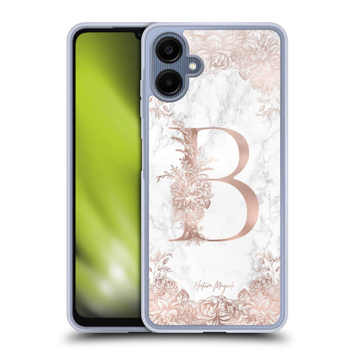 Nature Magick Rose Gold Marble Monogram Letter B Soft Gel Case for Samsung Galaxy A06 4G / 5G