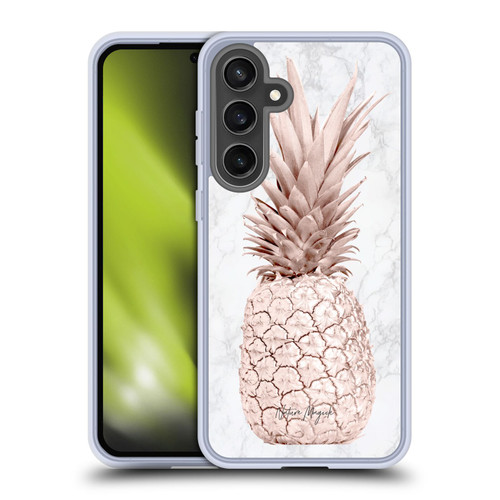 Nature Magick Rose Gold Pineapple On Marble Rose Gold Soft Gel Case for Samsung Galaxy S24 FE & MagSafe