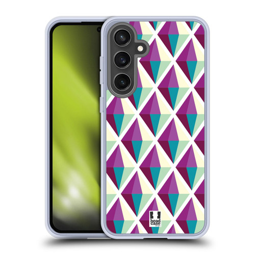 Head Case Designs Optical Geometric Prints Purple Diamonds Soft Gel Case for Samsung Galaxy S24 FE & MagSafe