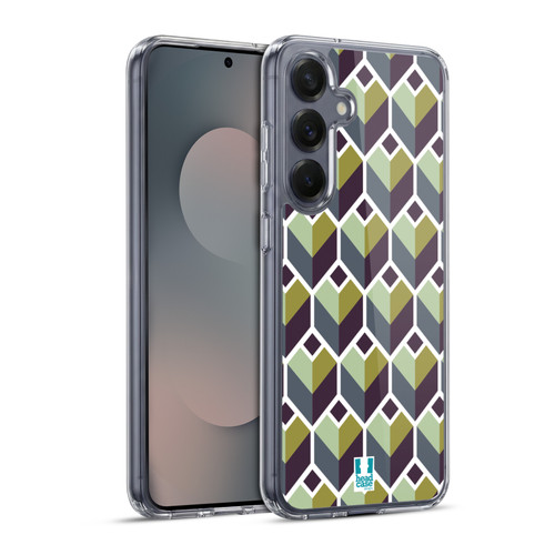 Head Case Designs Optical Geometric Prints Green Polygons Soft Gel Case for Samsung Galaxy S25+ & MagSafe