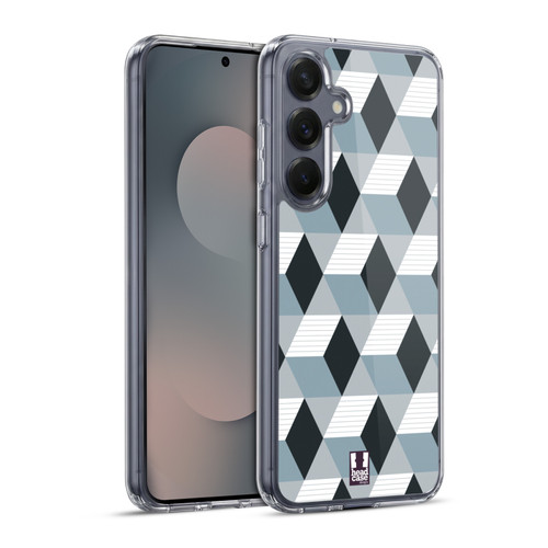 Head Case Designs Optical Geometric Prints Grey Planes Soft Gel Case for Samsung Galaxy S25+ & MagSafe