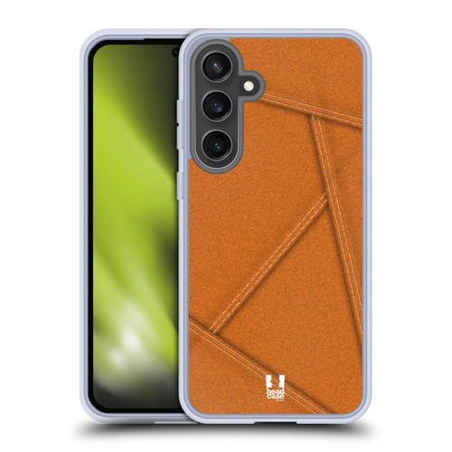 Head Case Designs Patched Up Collection - Denim Tangerine Soft Gel Case for Samsung Galaxy S24 FE & MagSafe