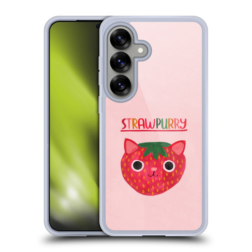 Planet Cat Puns Strawpurry Soft Gel Case for Samsung Galaxy S25 & MagSafe