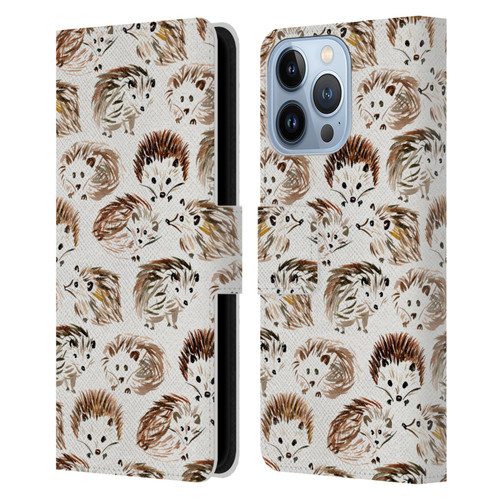 Cat Coquillette Animals Hedgehogs Leather Book Wallet Case Cover For Apple iPhone 13 Pro