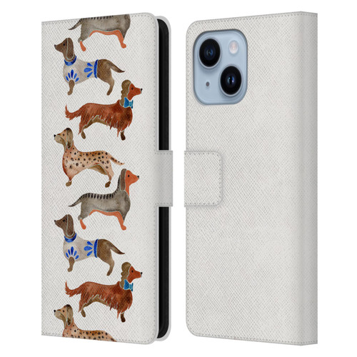 Cat Coquillette Animals Dachshunds Leather Book Wallet Case Cover For Apple iPhone 14 Plus