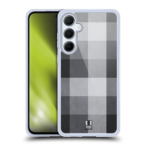 Head Case Designs Plaid - Pattern Collection Black Grey Soft Gel Case for Samsung Galaxy A55 5G